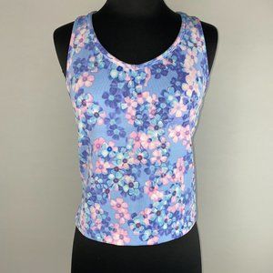 Freestyle By Danskin L Floral Built In Bra Activewear Racerback Crop Tank Yoga